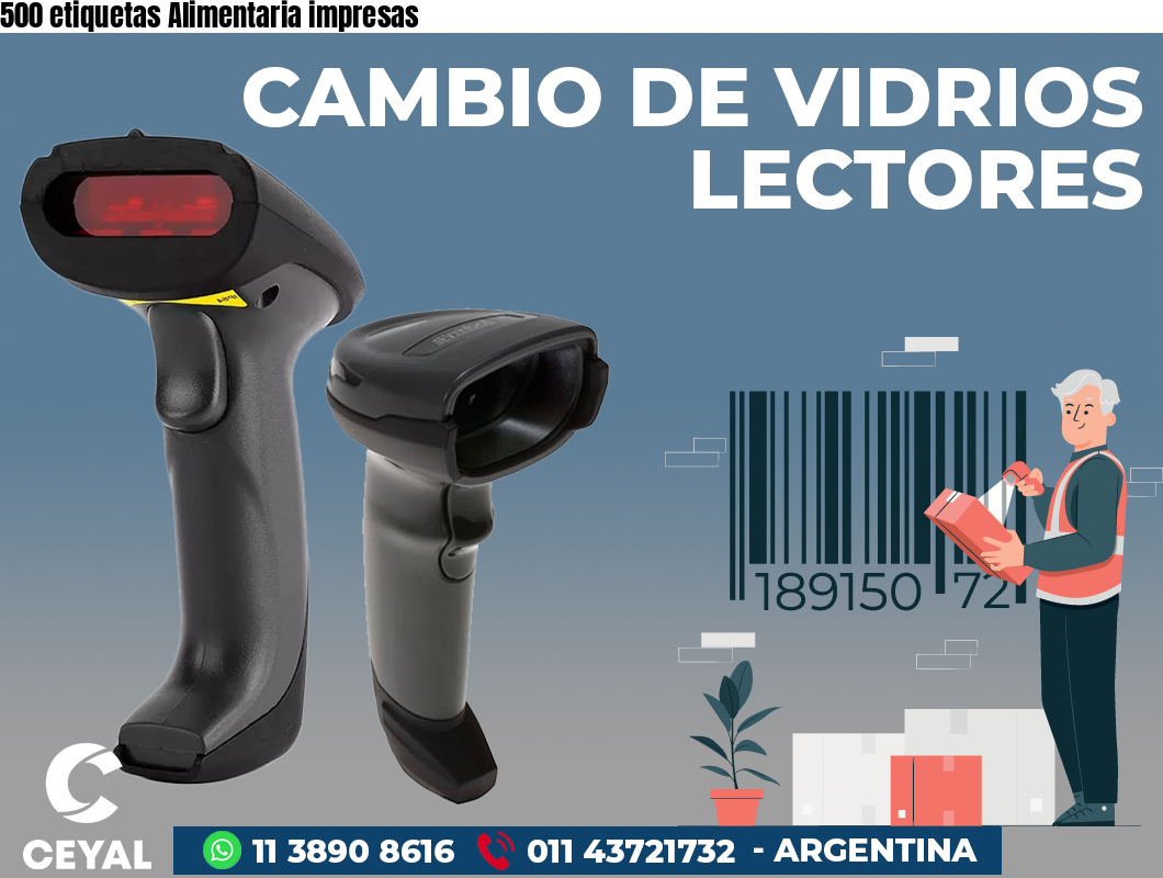 500 etiquetas Alimentaria impresas