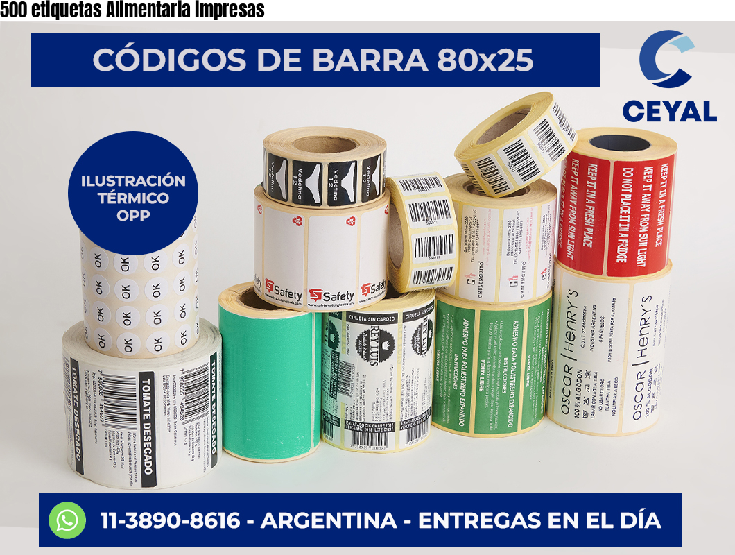 500 etiquetas Alimentaria impresas