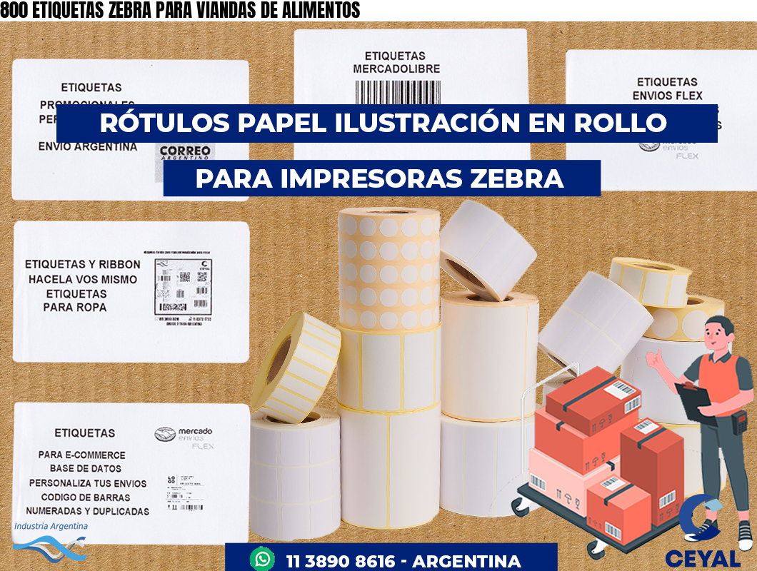 800 ETIQUETAS ZEBRA PARA VIANDAS DE ALIMENTOS
