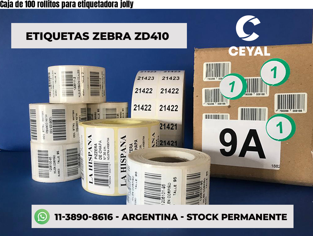 Caja de 100 rollitos para etiquetadora jolly