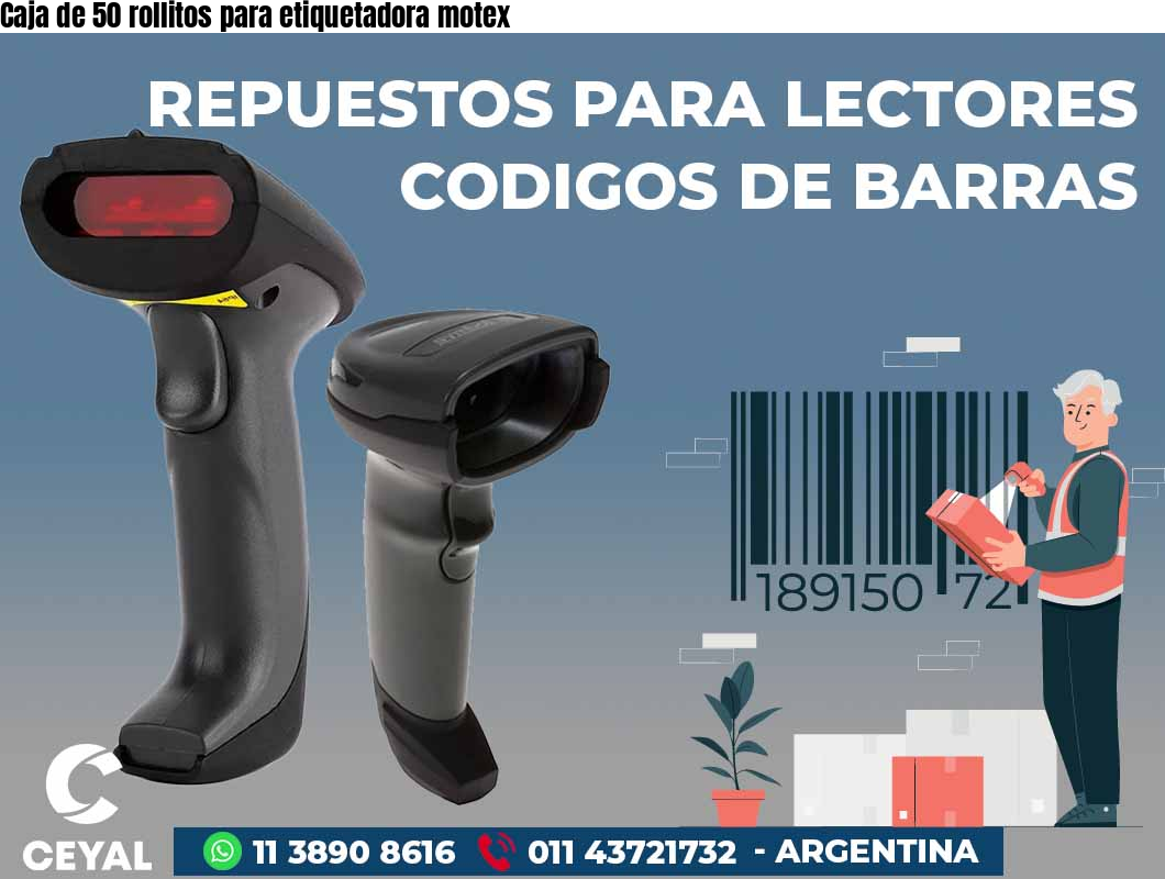 Caja de 50 rollitos para etiquetadora motex