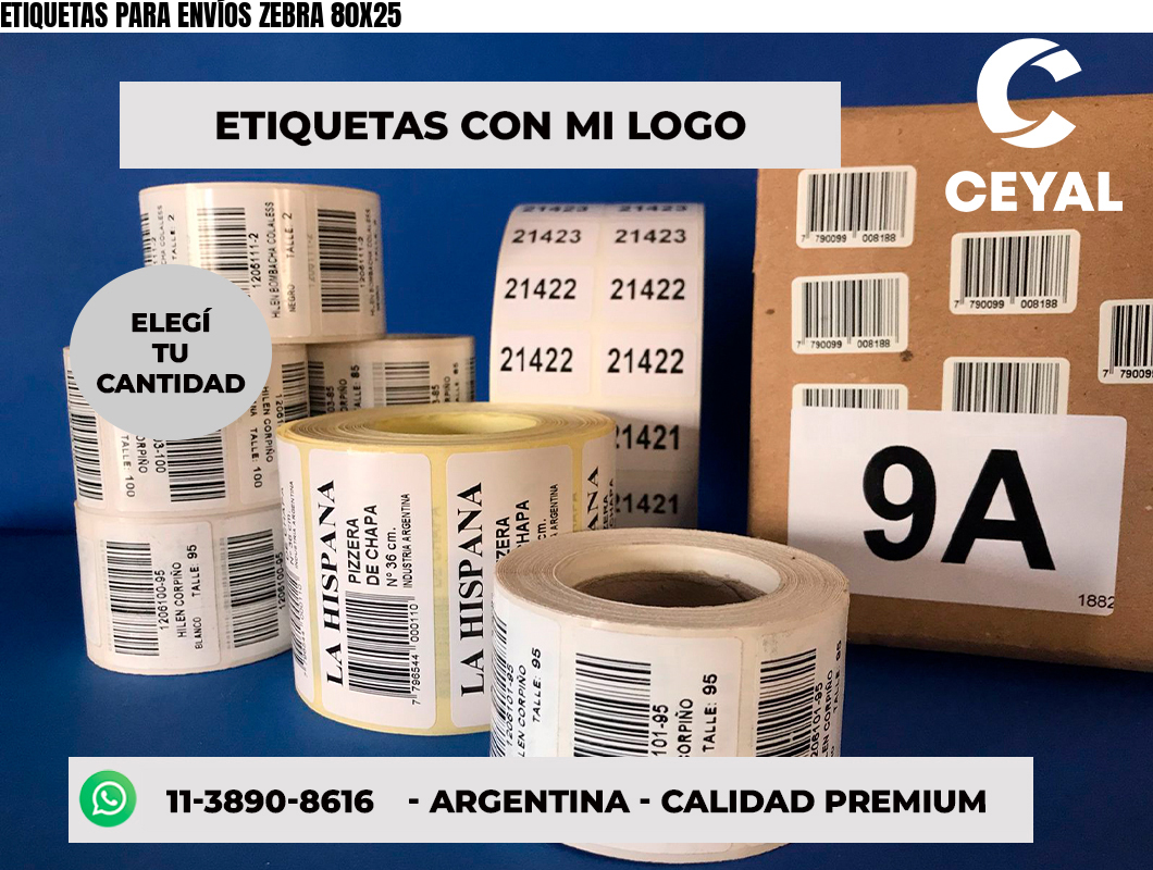 ETIQUETAS PARA ENVÍOS ZEBRA 80X25