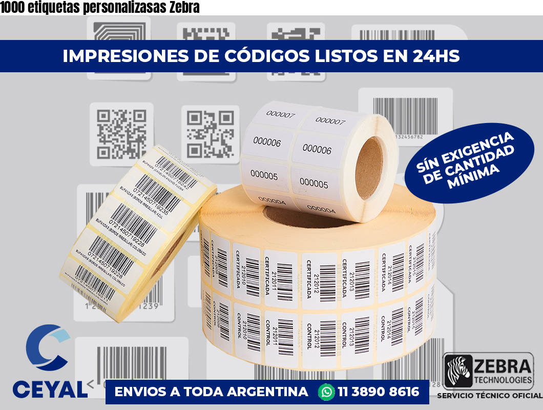 1000 etiquetas personalizasas Zebra