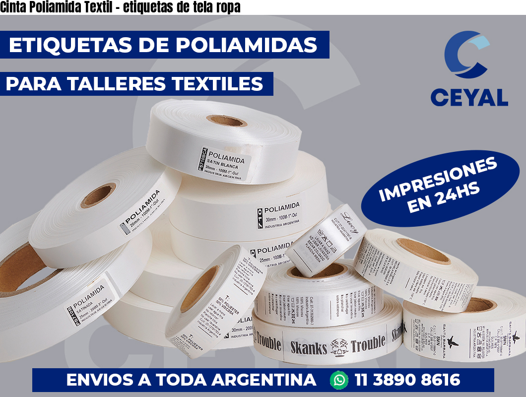 Cinta Poliamida Textil - etiquetas de tela ropa