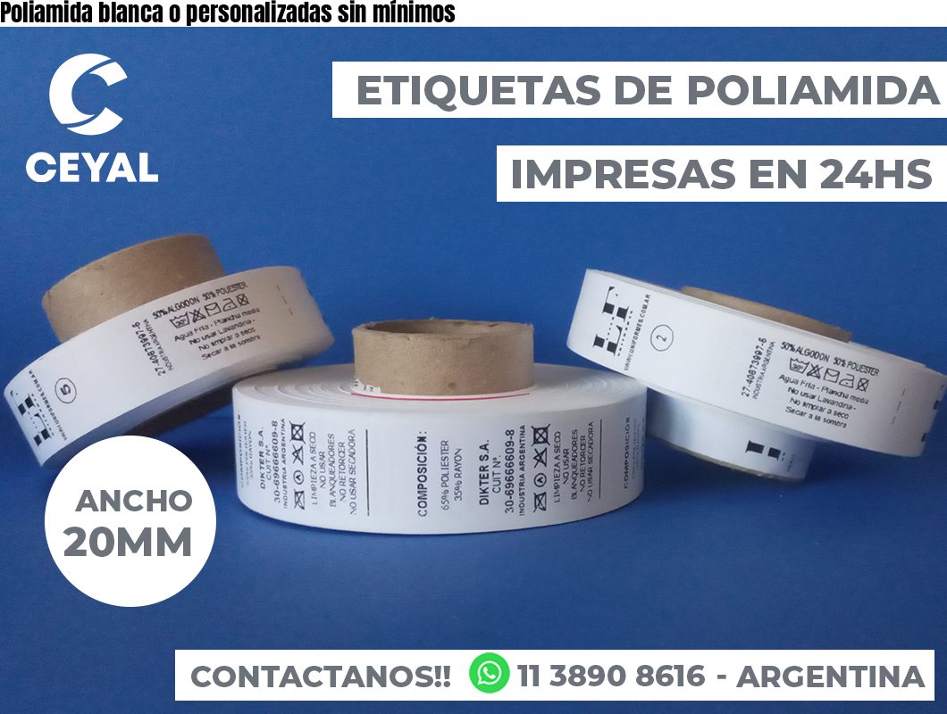 Poliamida blanca o personalizadas sin mínimos