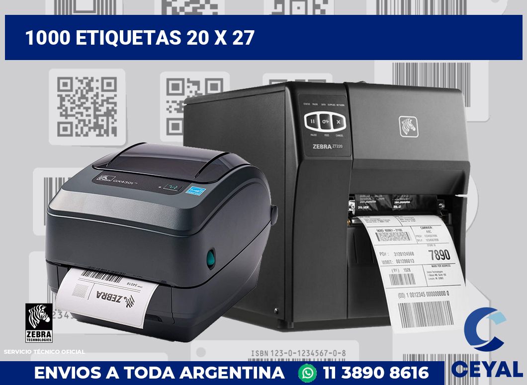 1000 etiquetas 20 x 27