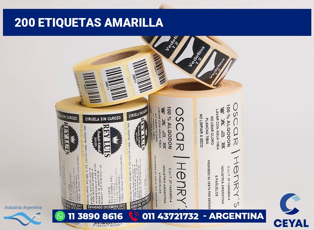 200 Etiquetas amarilla