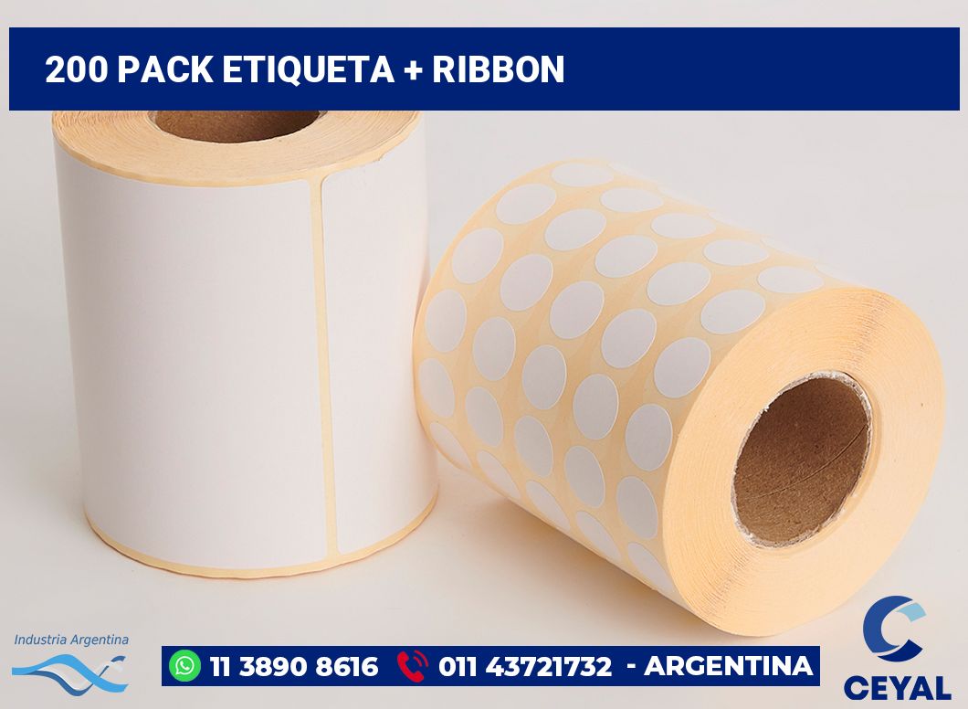 200 Pack etiqueta + ribbon