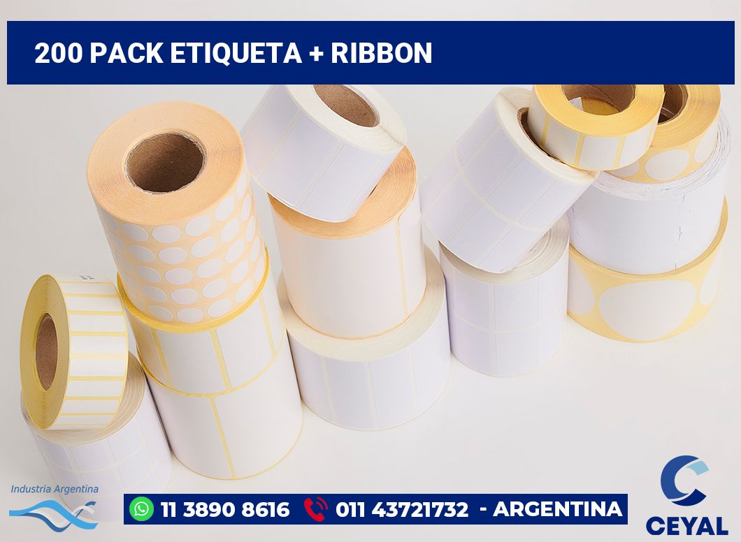 200 Pack etiqueta + ribbon