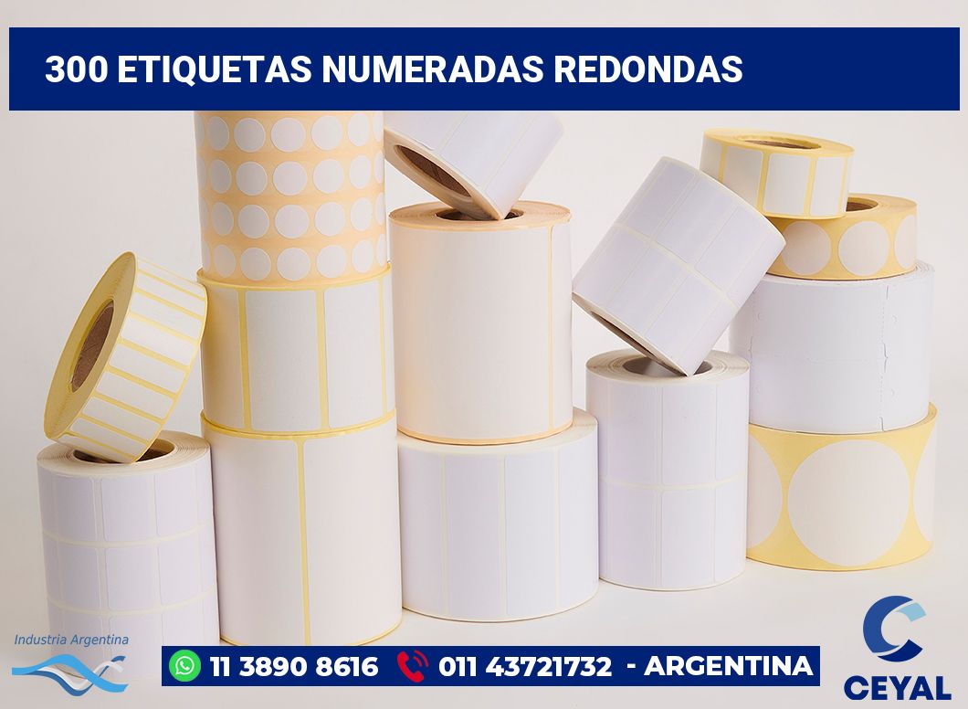 300 Etiquetas numeradas redondas