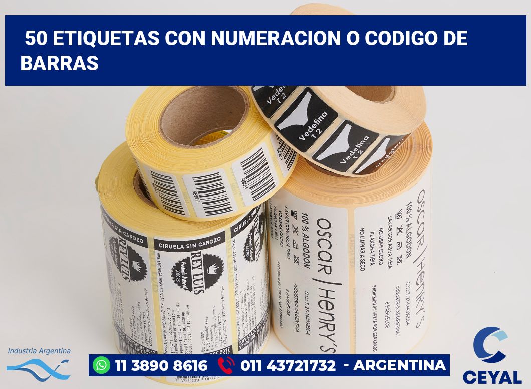 50 Etiquetas con numeracion o codigo de barras