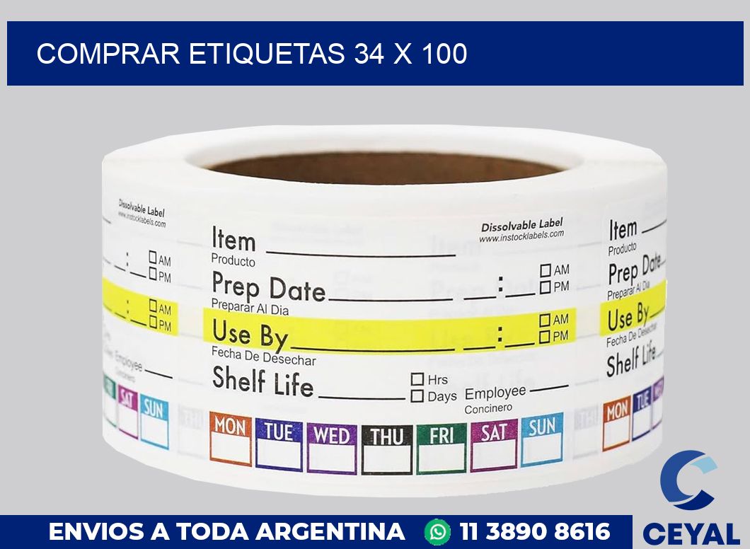 Comprar etiquetas 34 x 100