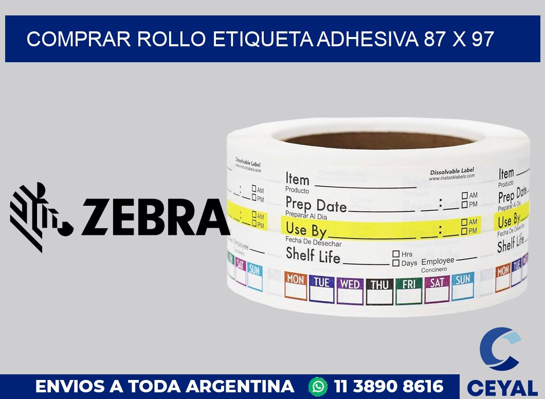 Comprar rollo etiqueta adhesiva 87 x 97