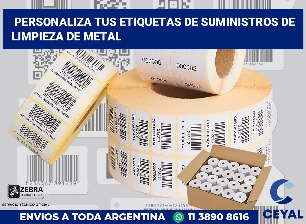 Personaliza tus Etiquetas de Suministros de Limpieza de Metal