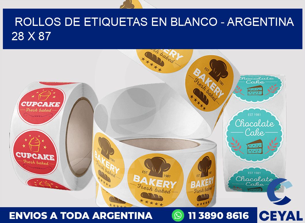 Rollos de etiquetas en blanco - Argentina 28 x 87