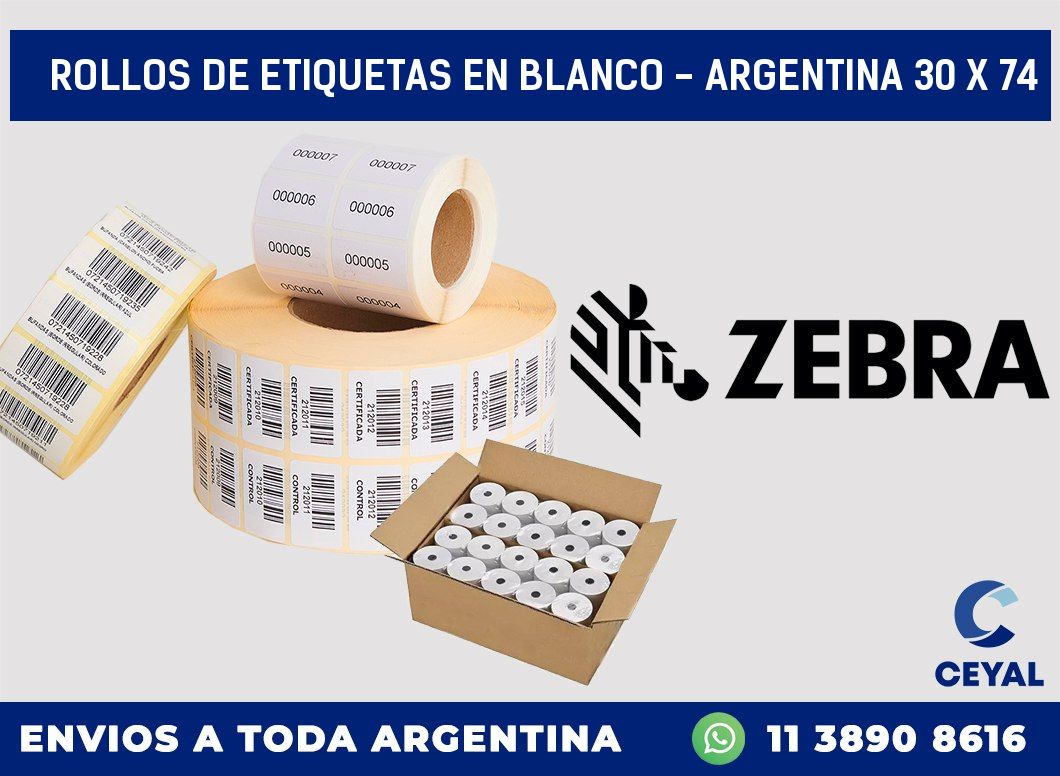 Rollos de etiquetas en blanco - Argentina 30 x 74