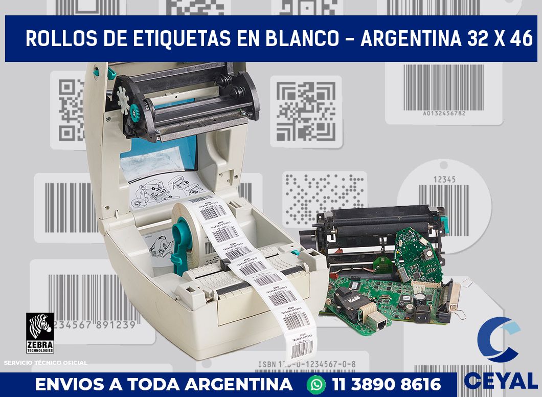 Rollos de etiquetas en blanco - Argentina 32 x 46