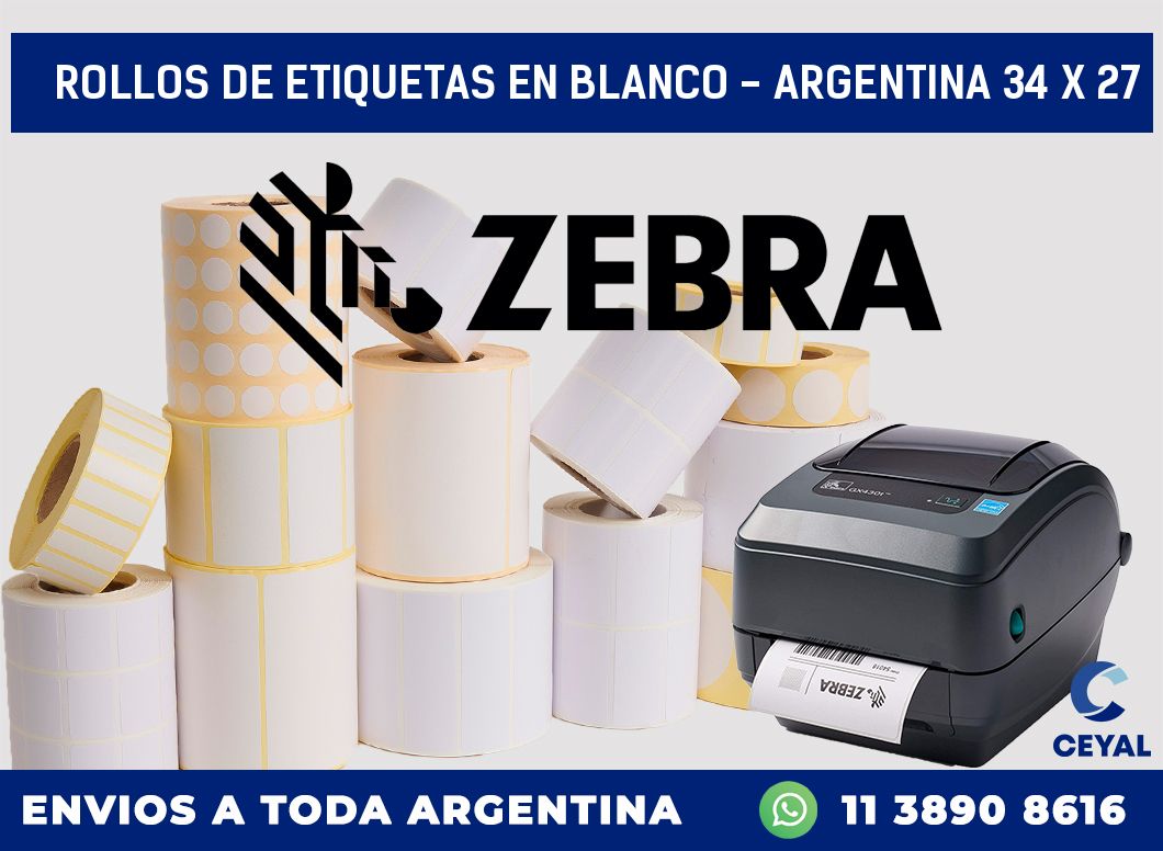 Rollos de etiquetas en blanco - Argentina 34 x 27