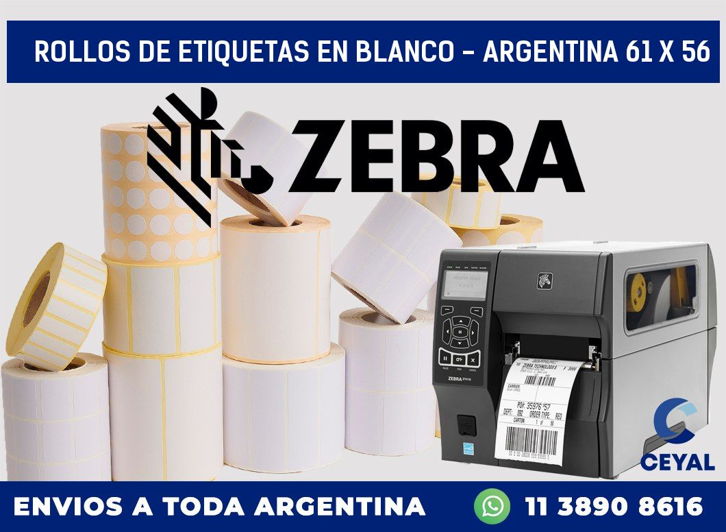 Rollos de etiquetas en blanco – Argentina 61 x 56