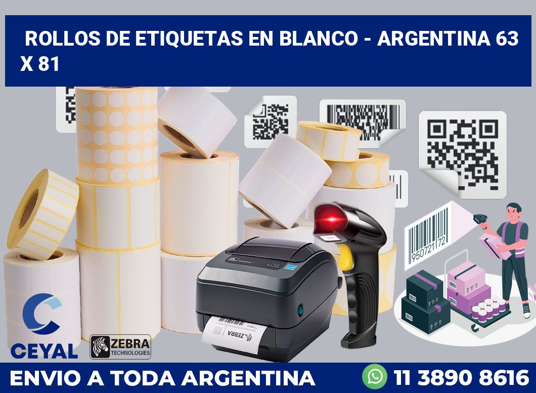 Rollos de etiquetas en blanco – Argentina 63 x 81