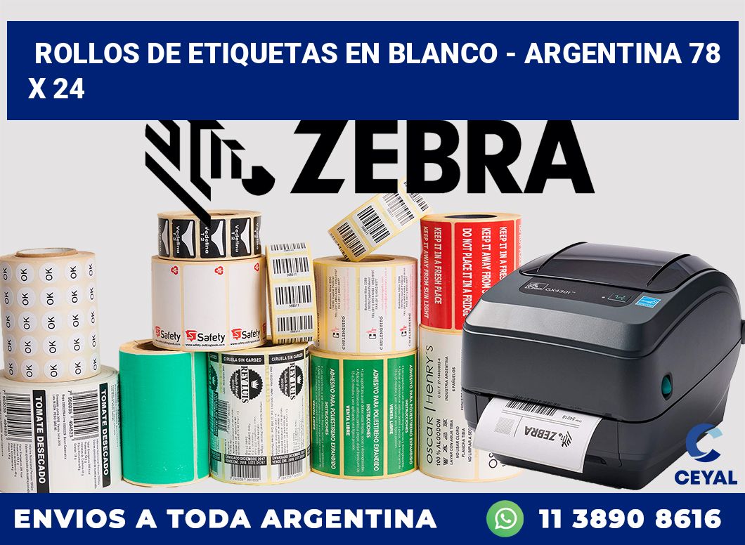 Rollos de etiquetas en blanco - Argentina 78 x 24