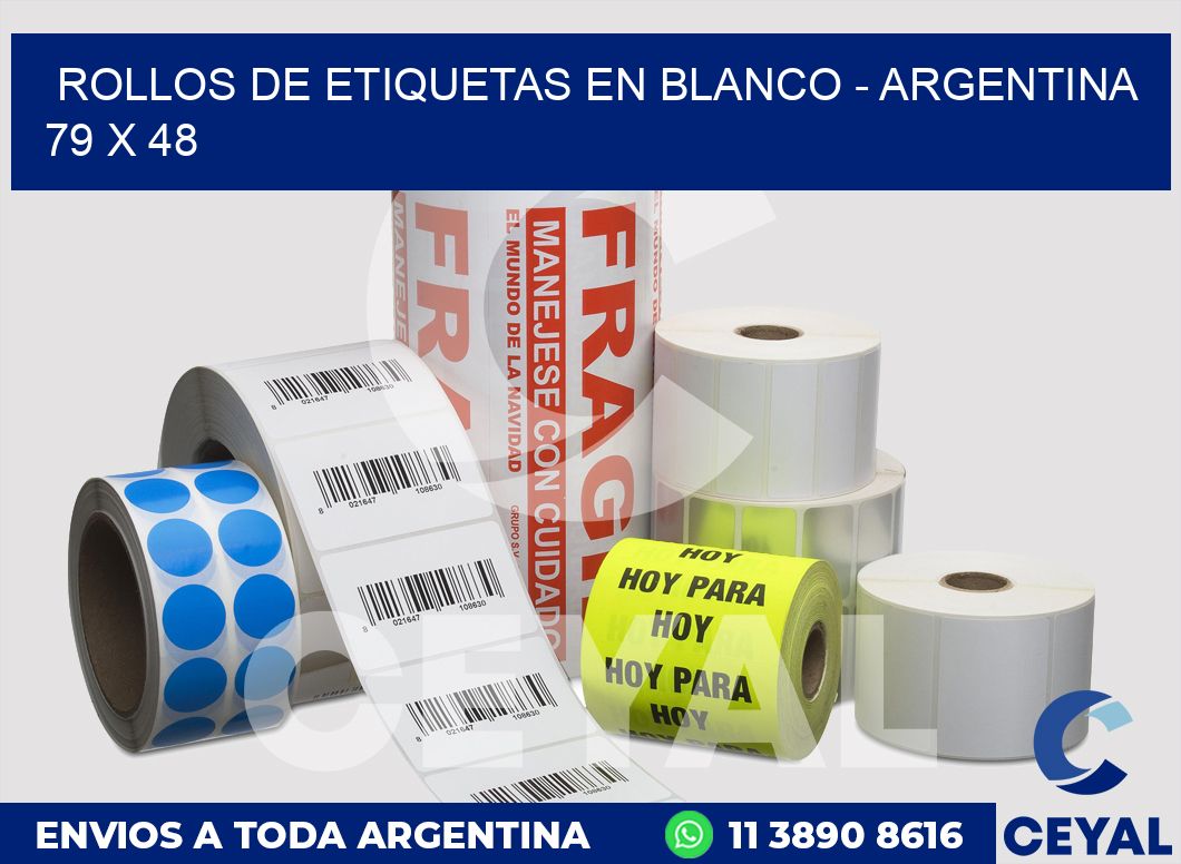 Rollos de etiquetas en blanco - Argentina 79 x 48