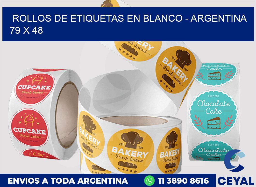 Rollos de etiquetas en blanco - Argentina 79 x 48