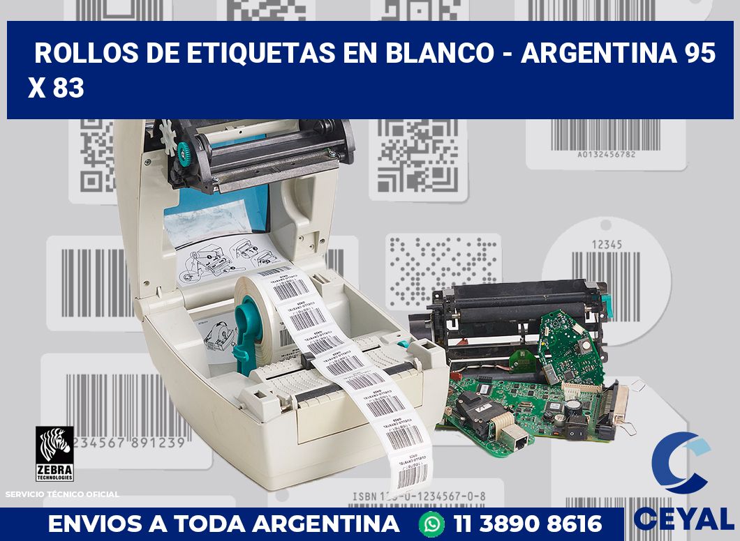 Rollos de etiquetas en blanco - Argentina 95 x 83