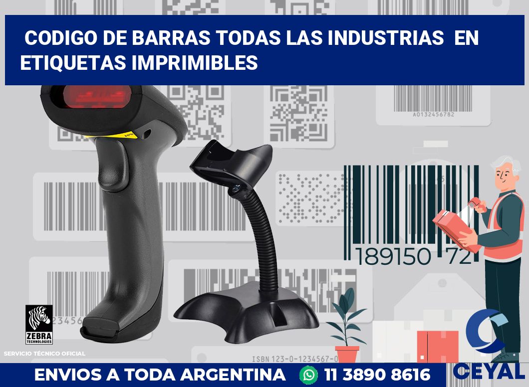codigo de barras todas las industrias  en etiquetas imprimibles