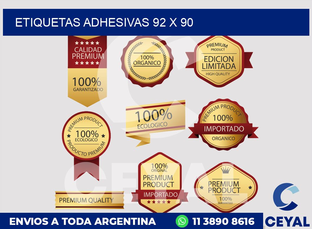 etiquetas adhesivas 92 x 90