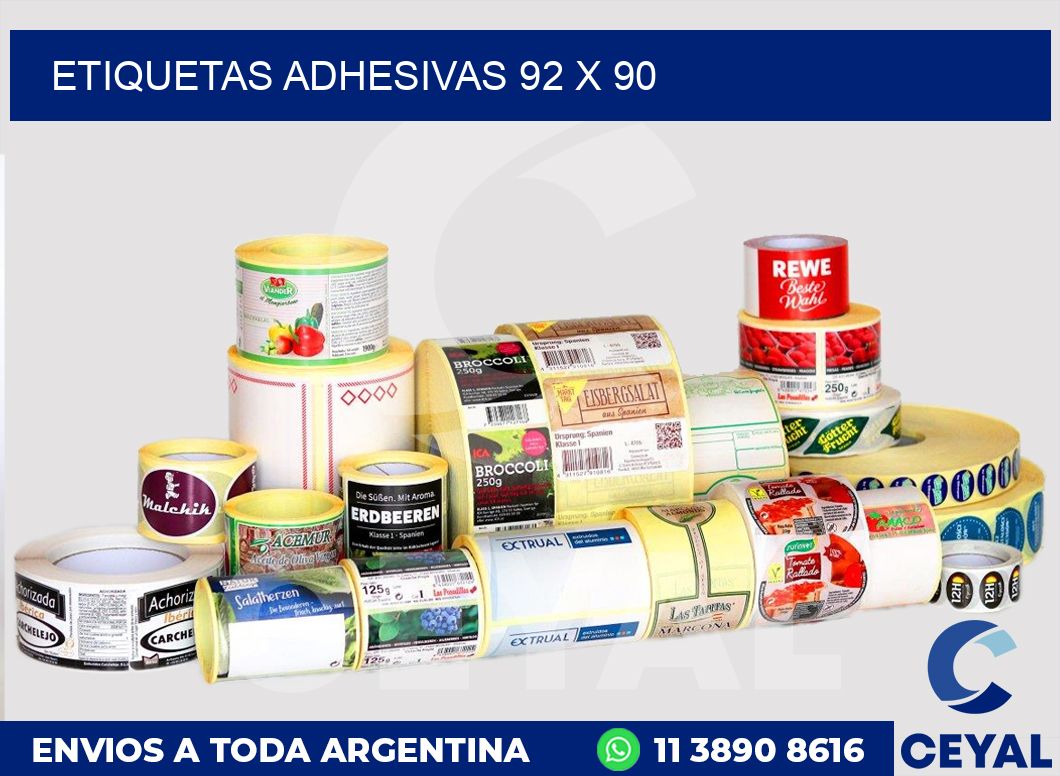 etiquetas adhesivas 92 x 90