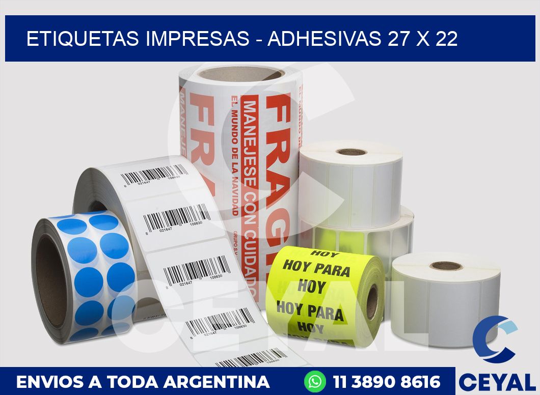 etiquetas impresas - Adhesivas 27 x 22