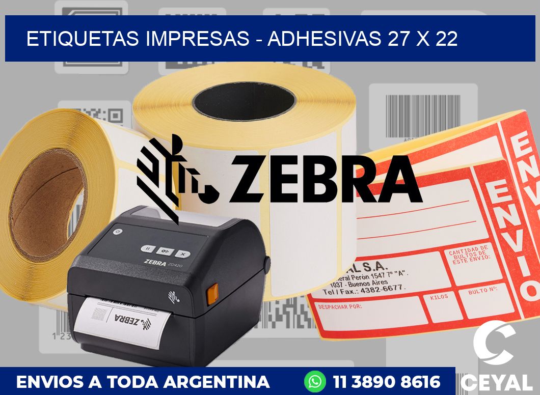 etiquetas impresas - Adhesivas 27 x 22