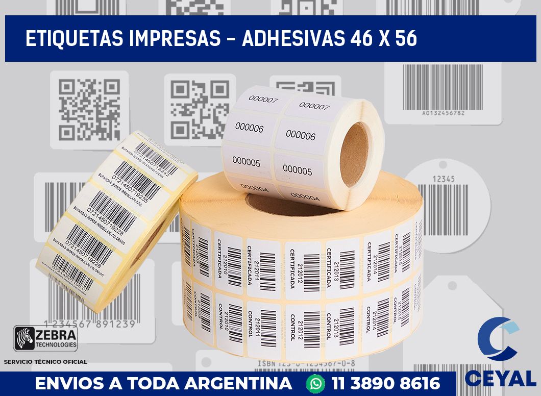 etiquetas impresas - Adhesivas 46 x 56