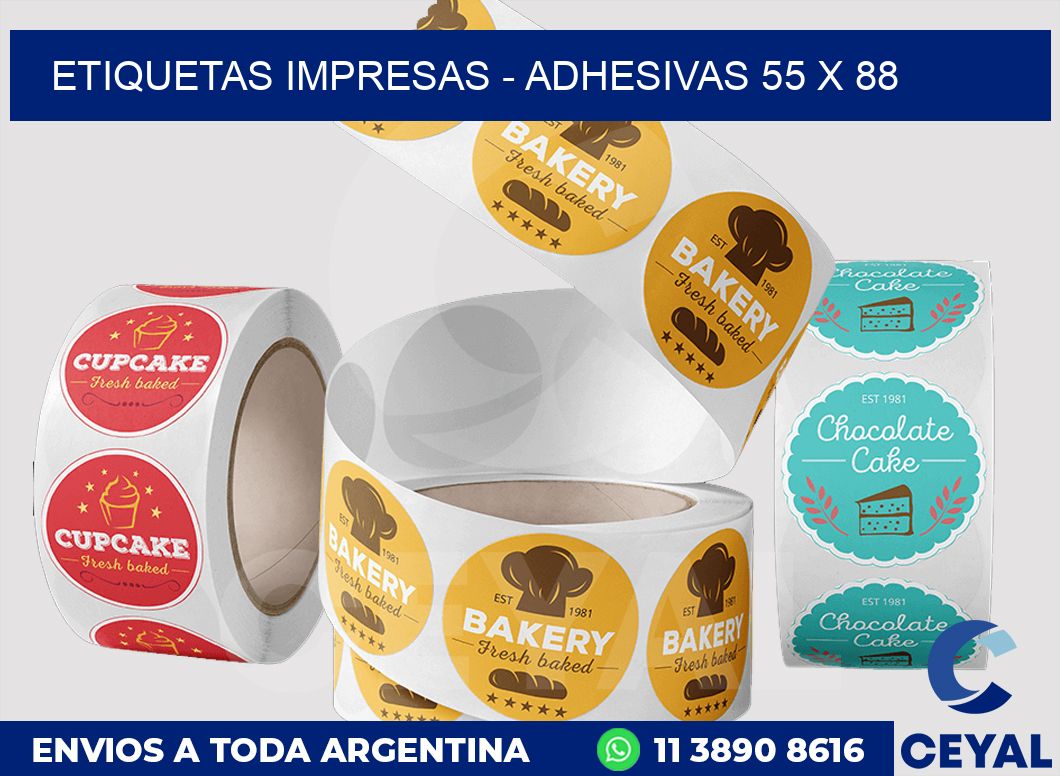 etiquetas impresas - Adhesivas 55 x 88