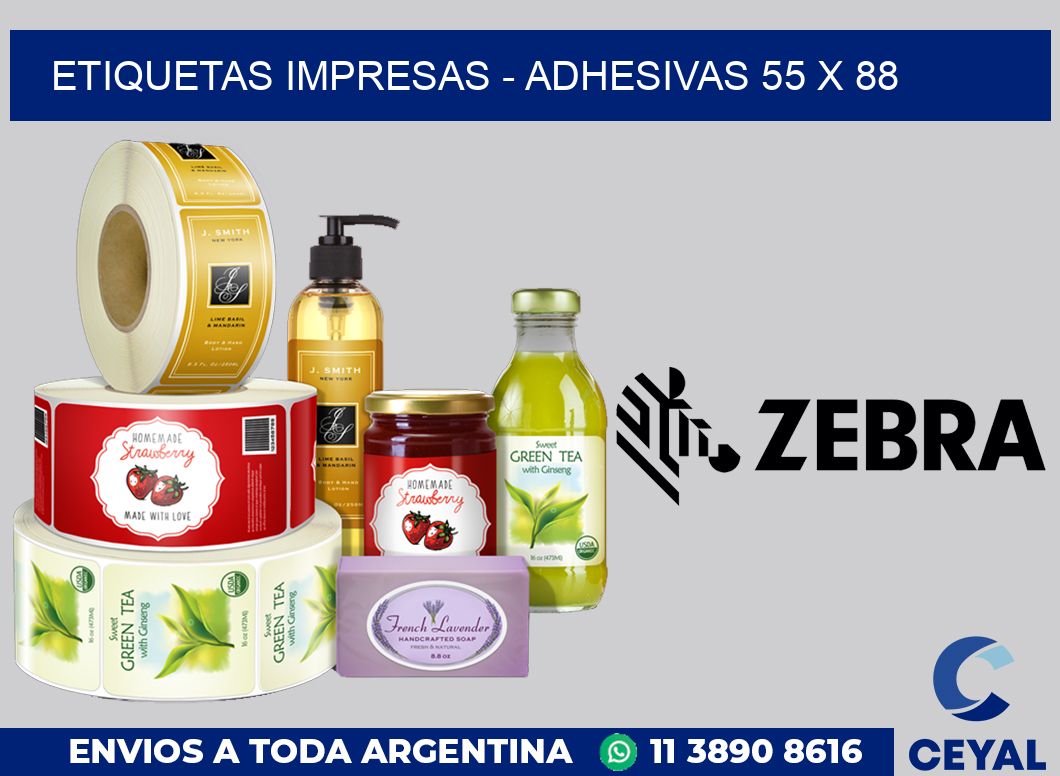 etiquetas impresas - Adhesivas 55 x 88