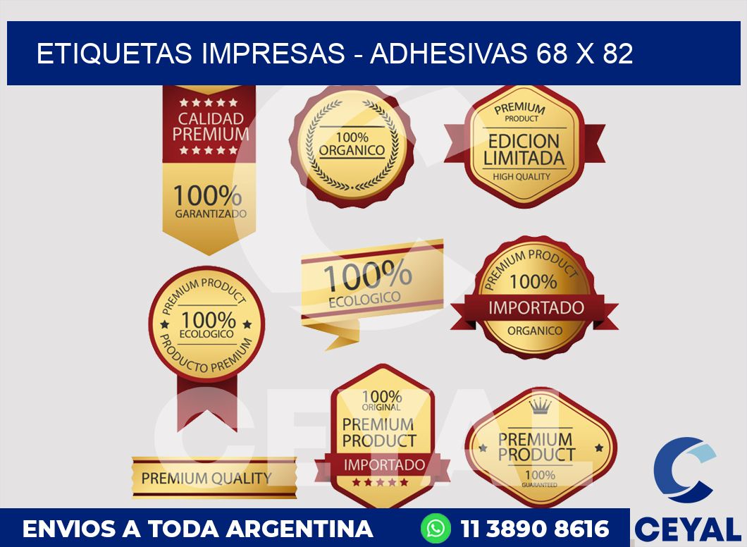 etiquetas impresas - Adhesivas 68 x 82