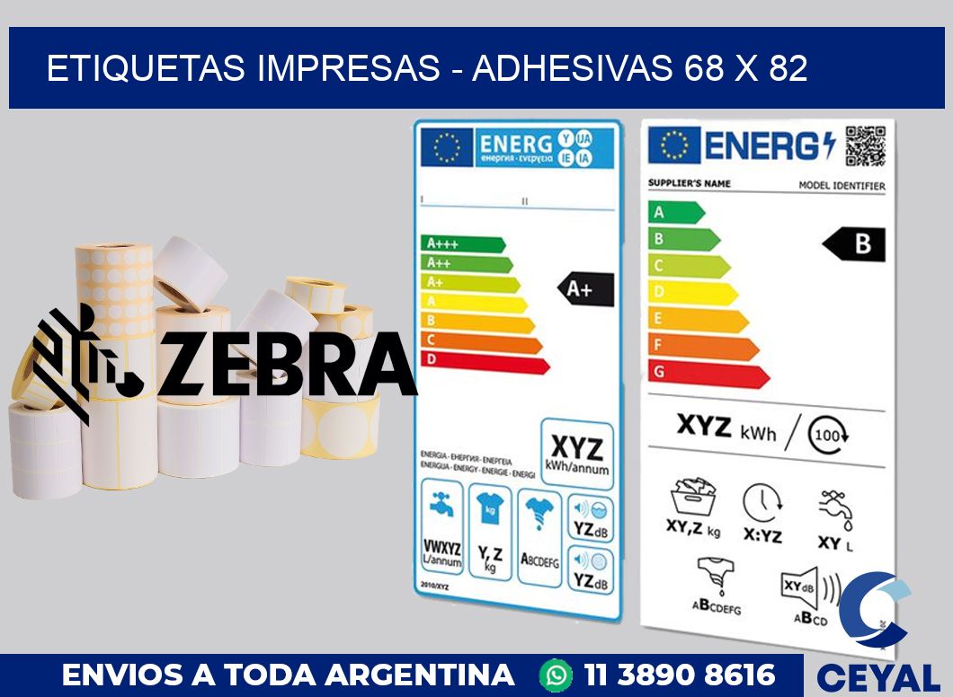 etiquetas impresas - Adhesivas 68 x 82