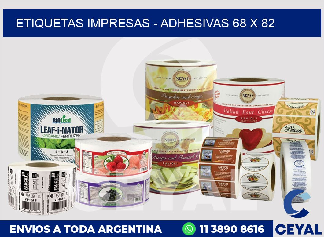 etiquetas impresas – Adhesivas 68 x 82