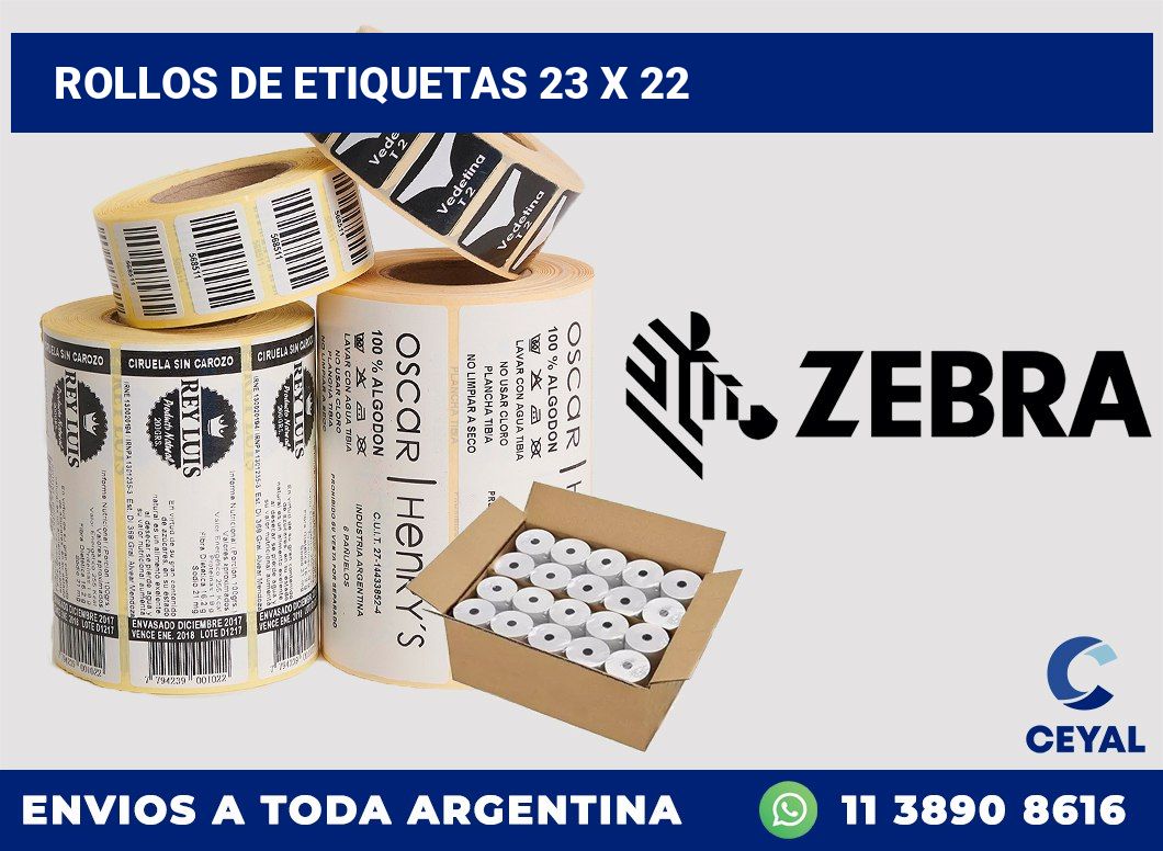 rollos de etiquetas 23 x 22