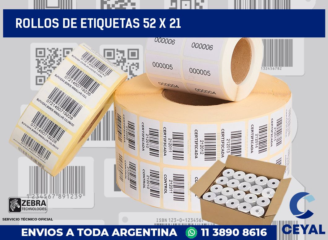 rollos de etiquetas 52 x 21