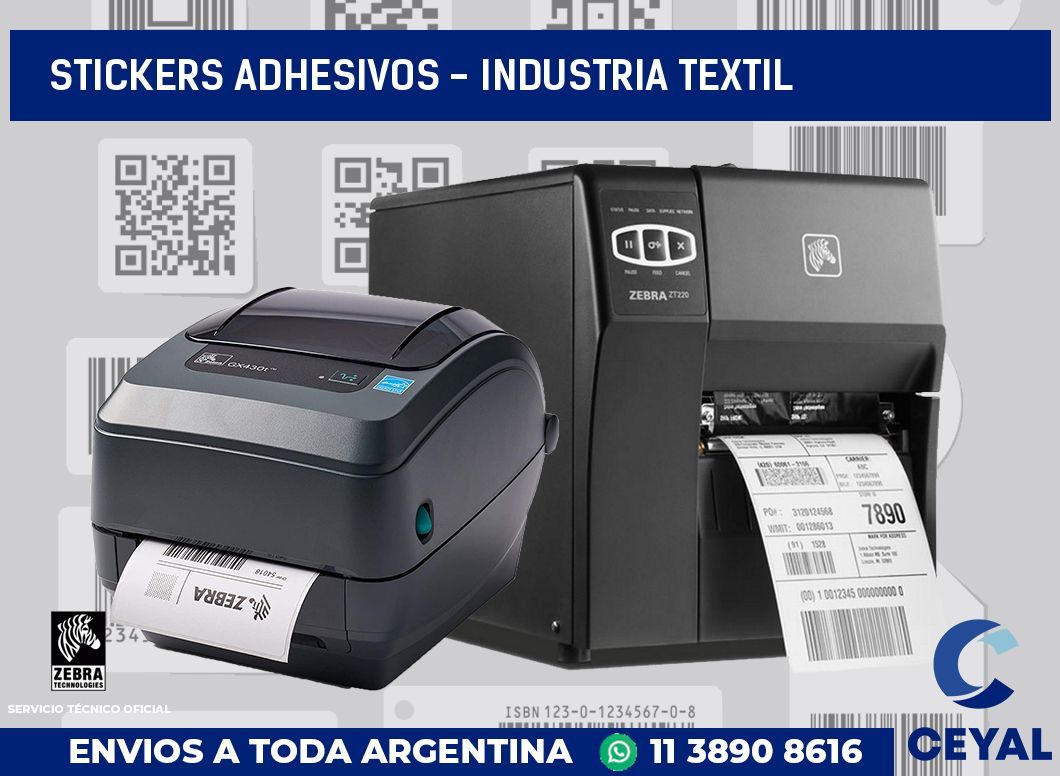 stickers adhesivos - Industria textil