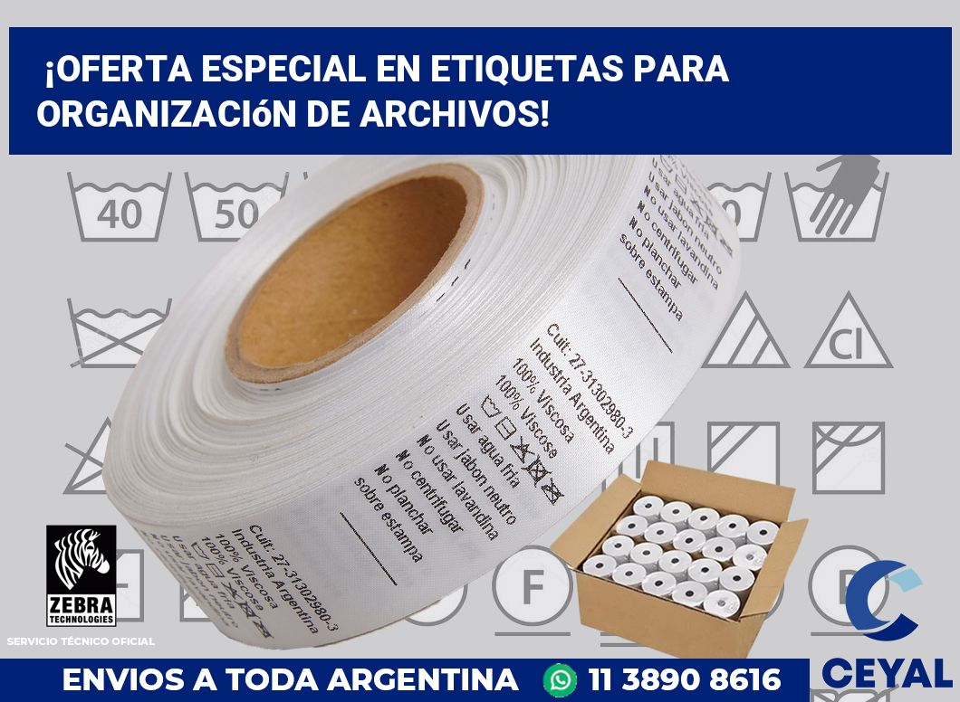 ¡Oferta Especial en Etiquetas para Organización de Archivos!