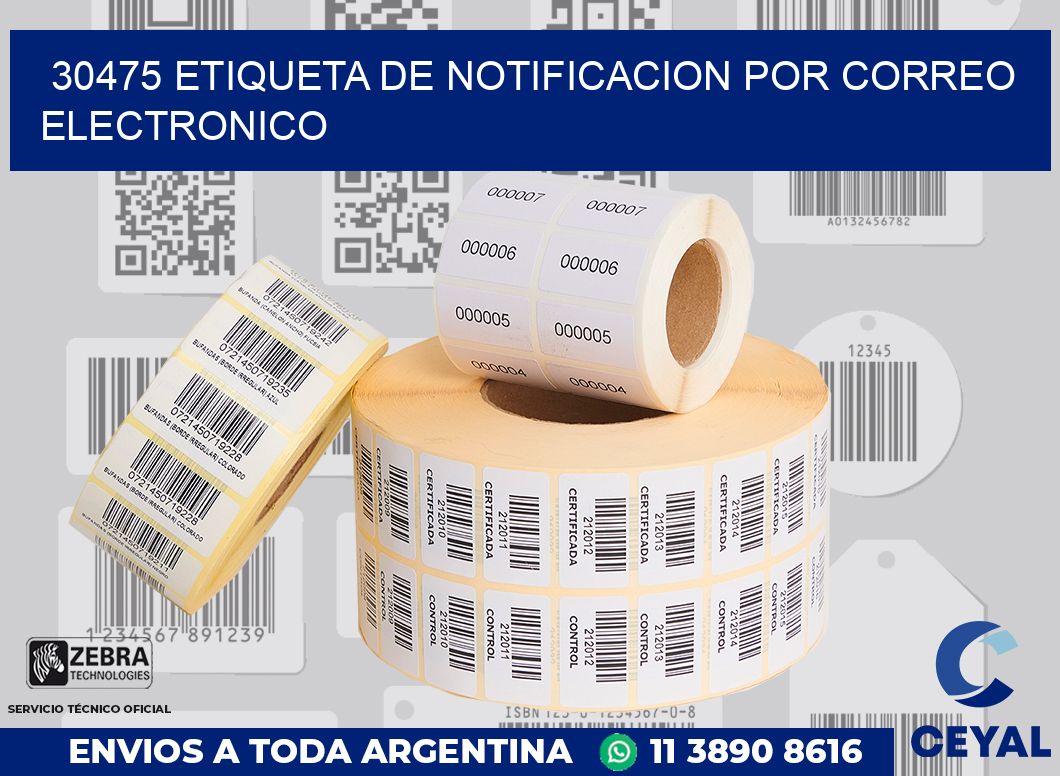 30475 Etiqueta de notificacion por correo electronico