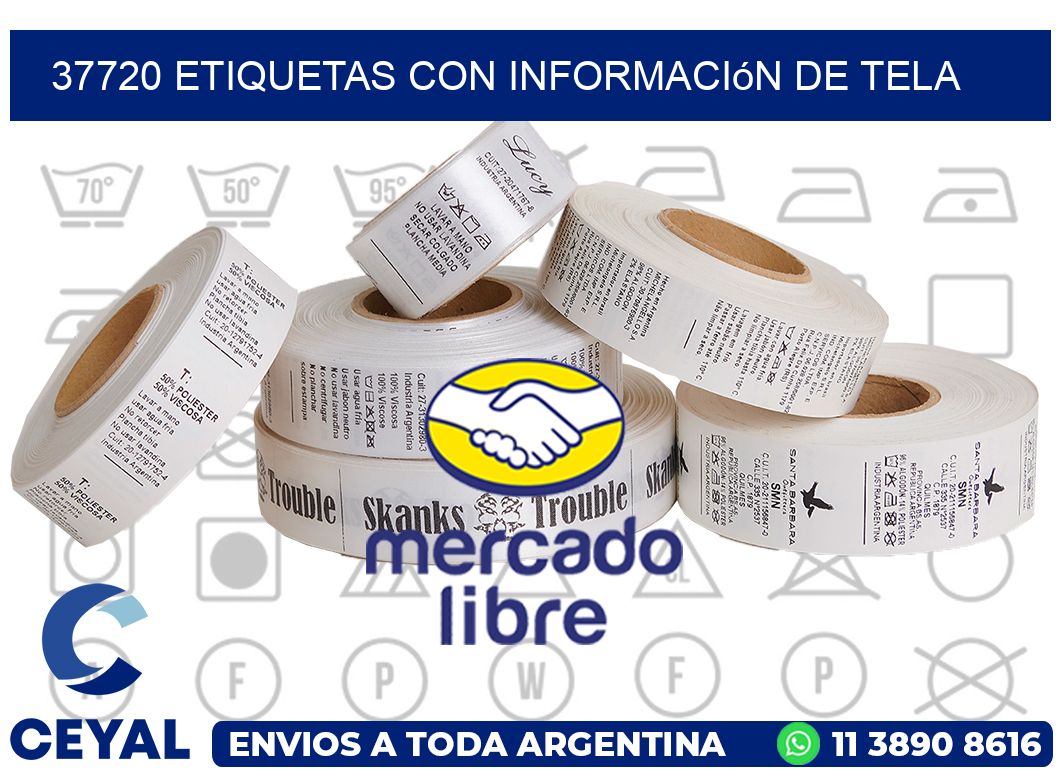37720 Etiquetas con información de tela