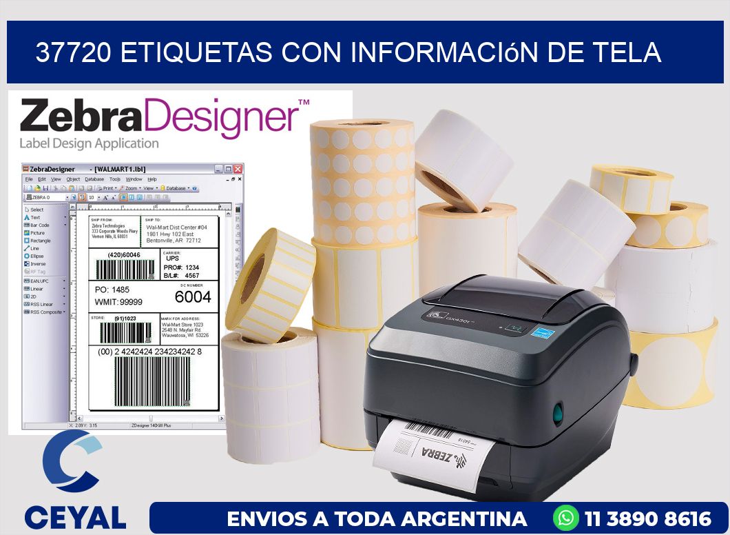 37720 Etiquetas con información de tela