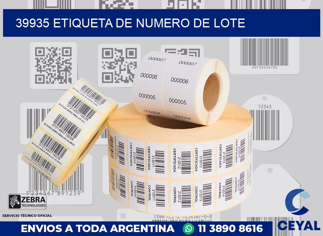 39935 Etiqueta de numero de lote