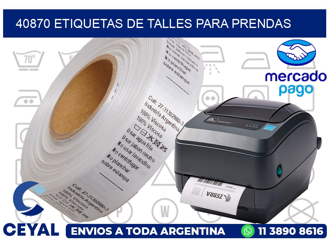40870 Etiquetas de talles para Prendas