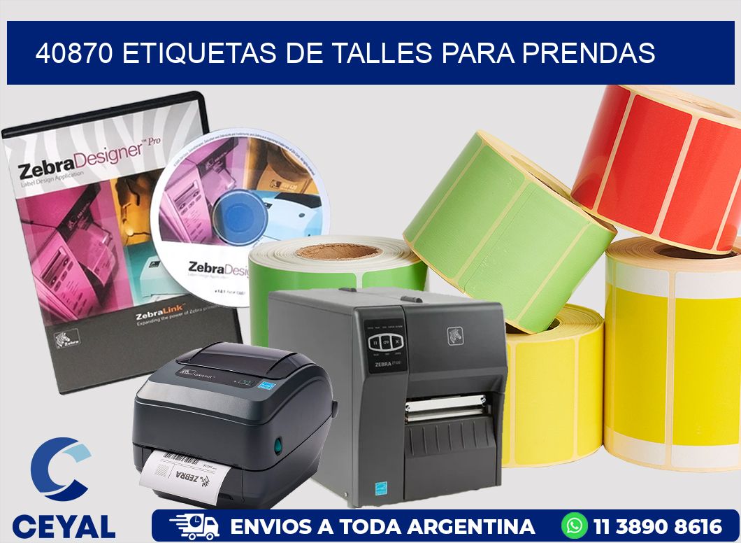 40870 Etiquetas de talles para Prendas