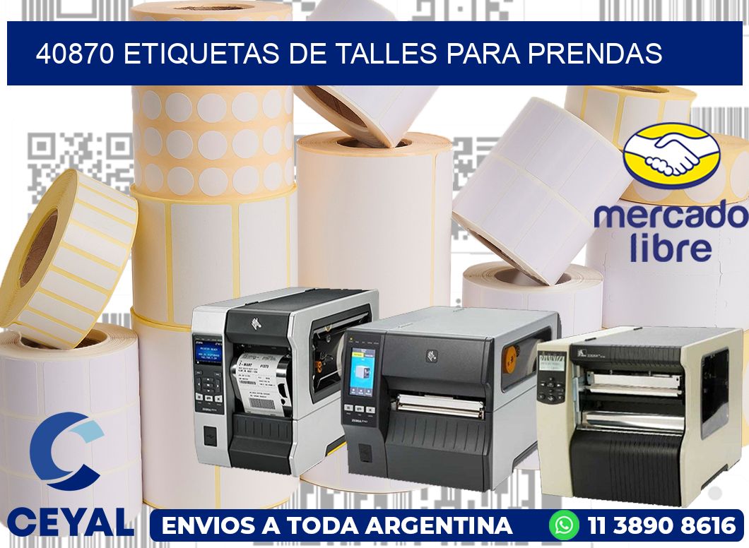 40870 Etiquetas de talles para Prendas